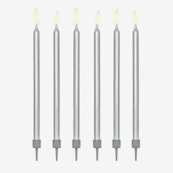 Комплект свещи - сребро металик 12бр.